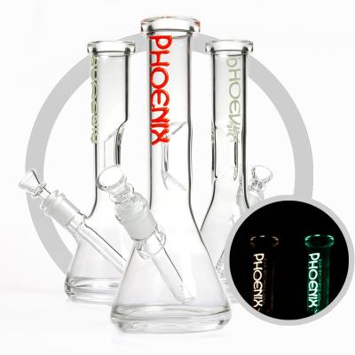 10 Inches Glass Beaker Bong Luminous Phoenix Logo Glass Smoking Water Pipe Ice Bongs Hookah