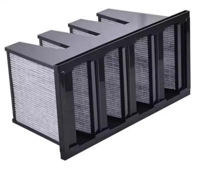 Filtros de ar compactos para sistemas HVAC Filtro de fibra de vidro de carbono V Filtros Hepa