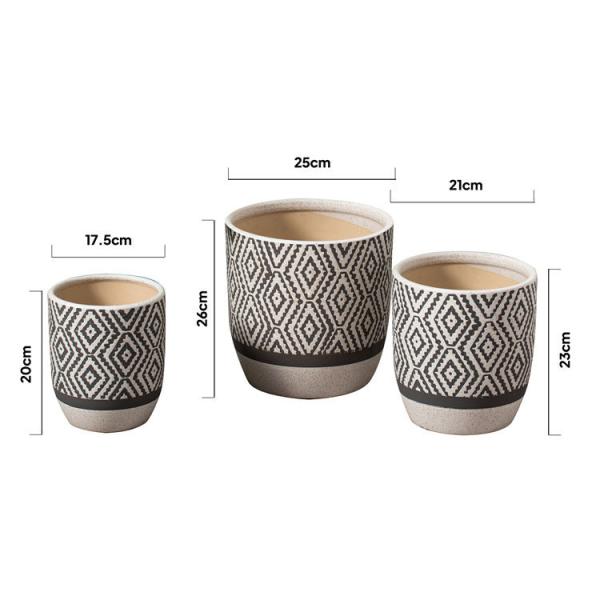 China suppliers bulk concise design indoor outdoor decorative flower planter pot embossed ceramic plant pots