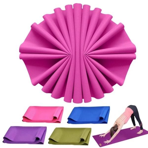 Natural Rubber Yoga Mat, Ultra-Thin foldable Mat, Non-slip Portable Yoga/Outdoor Blanket Travel Pad,Hot Yoga Mat-PINK