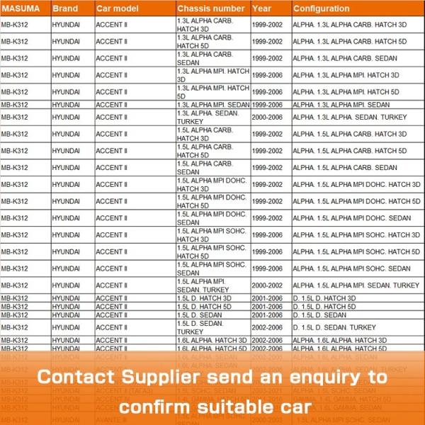 MASUMA N° MB-K312 Systèmes de suspension automatique joints à billes réglables pour le HYUNDAI COUPE I
