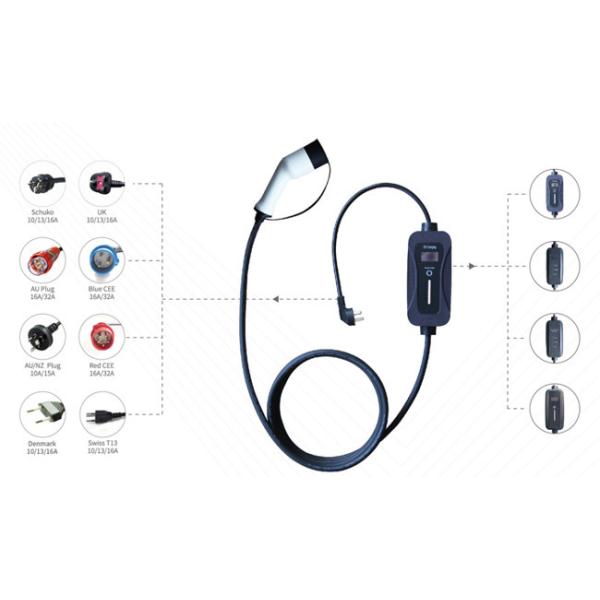 ROHS 7KW Portable EV Charger Type 2 Car Charger Waterproof Dustproof