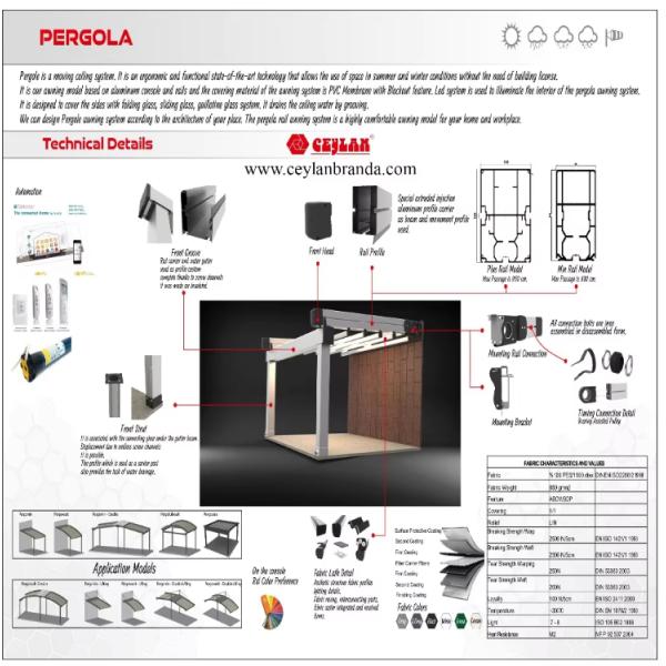 Bioclimatic aluminum pergola outdoor retractable pergola awning