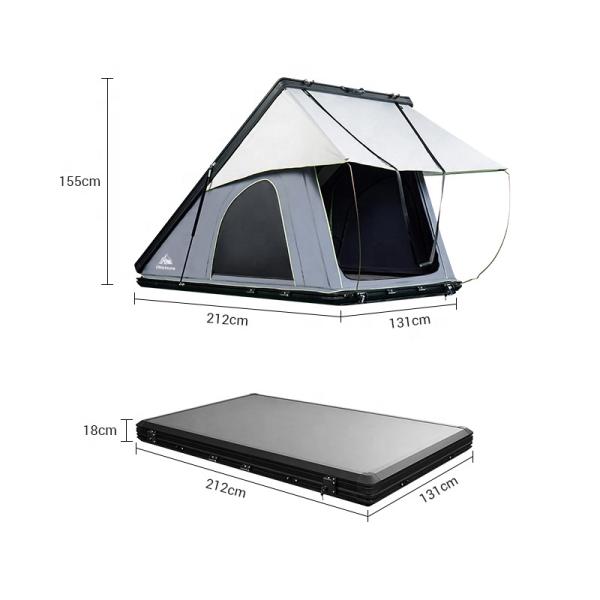 Weatherproof Off Road Camping Rooftop Tent For Trucks Hardshell Aluminum 2 Person