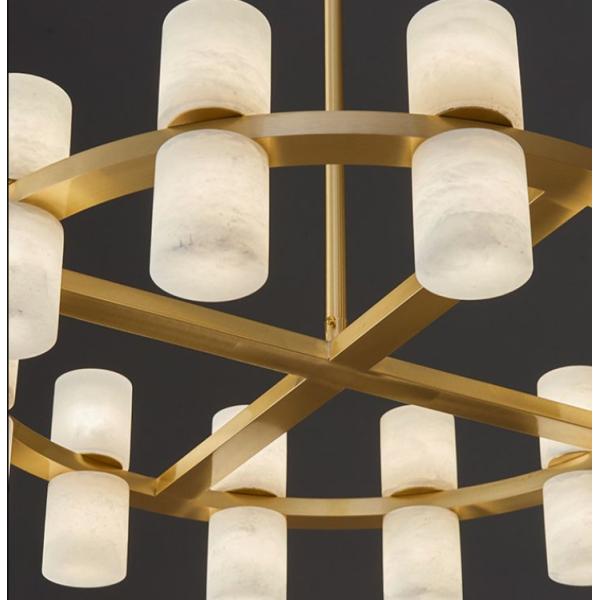 Высококачественный испанский модный декор Мраморная лампа Европейская гостиная Высокий потолок Классический кварцевый камень круглый шампанский