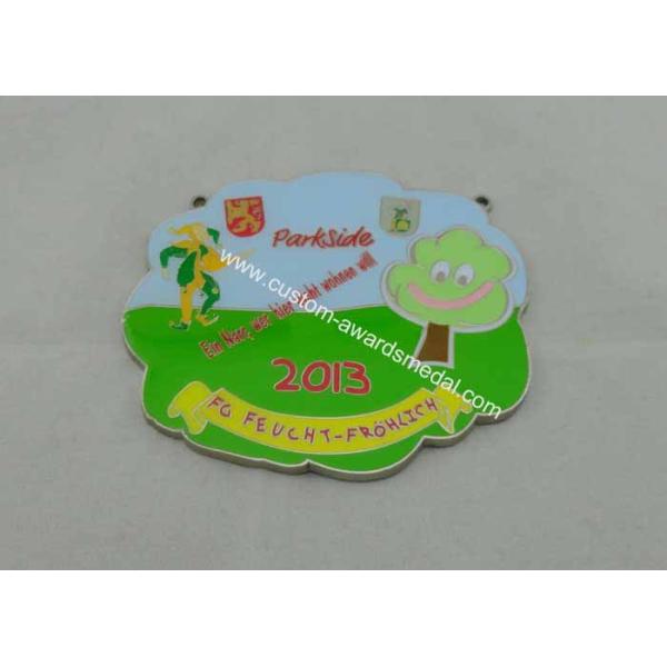 95mm Ecofriendly Green Enamel Medal , Zinc Alloy With Epoxy For Gift