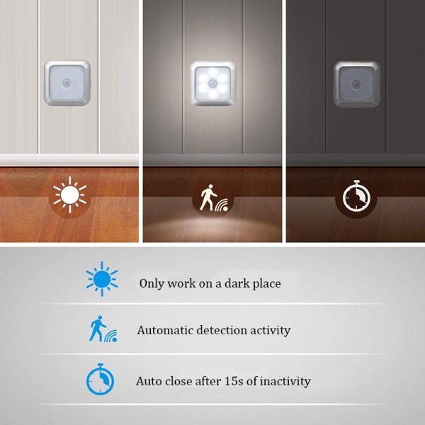 DC6V 5000K Battery Operated Motion Detector Night Light Wireless Kitchen Cabinet Lights