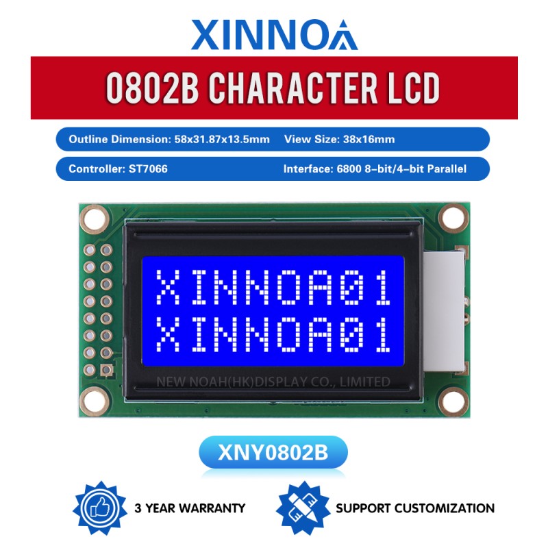 Blue Film 0802B Character Dot Matrix Screen LCD 8*2-Character LCD Screen COB LCD Module