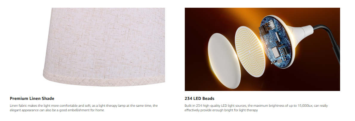 Touch Control Light Therapy Floor Dimmable Standing Sad Lamp 10000 Lux