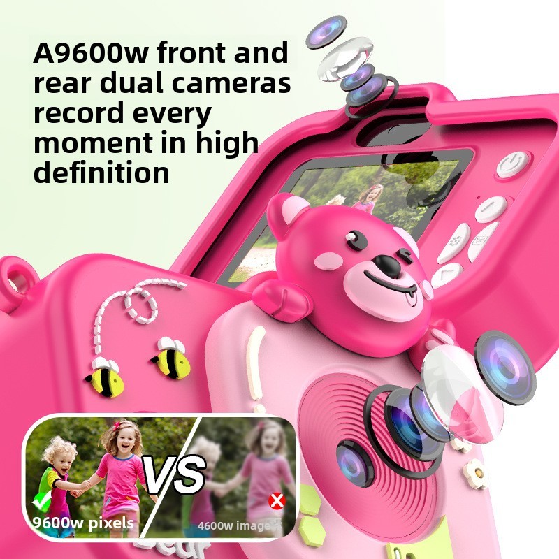 Children's Mini Camera 2-Inch Screen ABS Material Can Take Photos & Videos Play Games HD Children's Toy Cartoon Gift