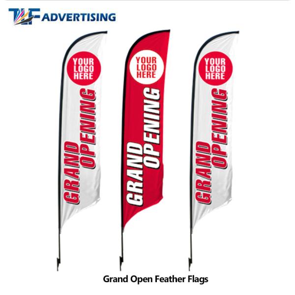 Polyester Fabric Custom Flag Banners , Roadside Advertising Banners Fiberglass Pole