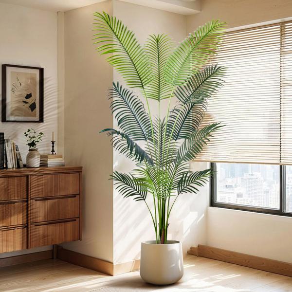 6FT Artificial Areca Palm Tree-Lifelike Palm Plant,Faux Tropical Areca Floor Plant Tall Faux Silk Large Artificial Plants for Indoor Home Living Room Corner Decor