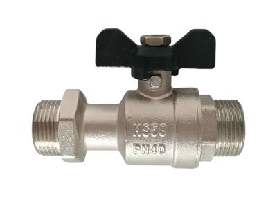 Long Body Metal Brass DIY OEM Parts , Male Threaded Ball Valve Aluminum Wing Handle
