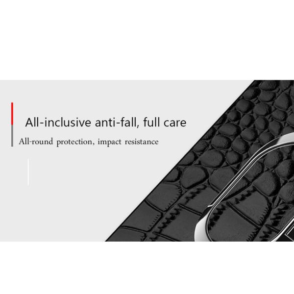 Café Anel Magnético Único Crocodilo Cobertura de telefone de couro genuíno para iPhone 15 Pro Max