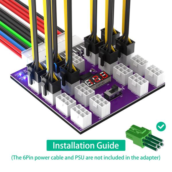Mise à niveau de la version ATX Power Supply Breakout Board Avec 17 PCS ATX 6Pin connecteur d'alimentation pour l'extraction d'ETH / Bitcoin
