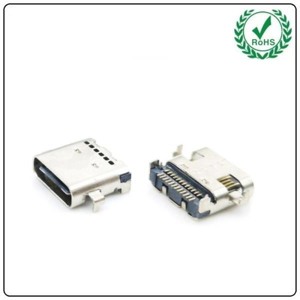 USB-31S-F-04B 3.5A Current 24P USB 3.1 Type-C Female Receptacle Socket Right Angle PCB SMT Dual Row Tab Type C Female