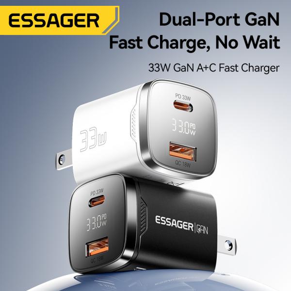 ESSAGER ES-CD45 Series 2 Ports 33W USB-A Fast Charger USB C Wall Charger Private Mold