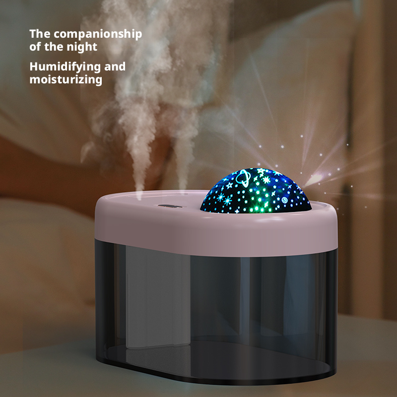1200mAh Battery Ultrasonic Air Humidifier Home Use With Starry Sky Projection Lamp