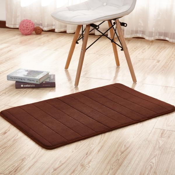 Thick Memory Foam Floor Mats , Bulky Fleece Fabric Grey Fast Drying Bath Mat