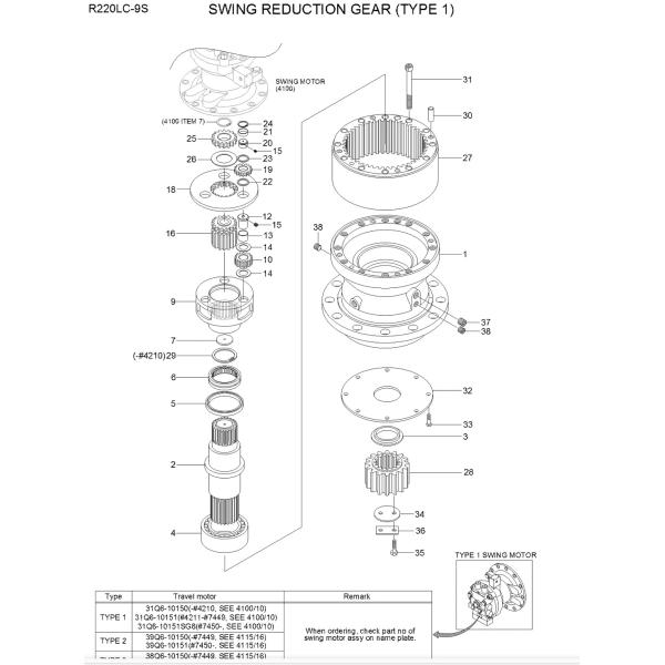 XKAQ-00403 XKBH-02187 XKAQ-00780 Excavator Swing Drive Fit R210LC-9 R220-9 R210-7