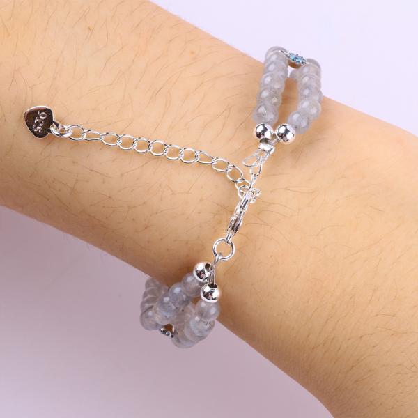Handmade Moonstone Beaded Bracelet Natural Moonstone Bracelet Adjustable Charms Bracelet For Party Daily Wearing