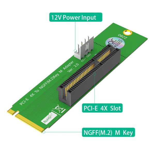 PCI Express PCI-E 4X к NGFF M.2 PCIe Riser Card X4 к M2 Ключевой индикатор адаптера M для криптографии