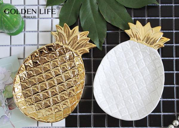 Ceramic Pineapple Leaf Shape Jewelry Dish Household Decoration Plate Porcelain