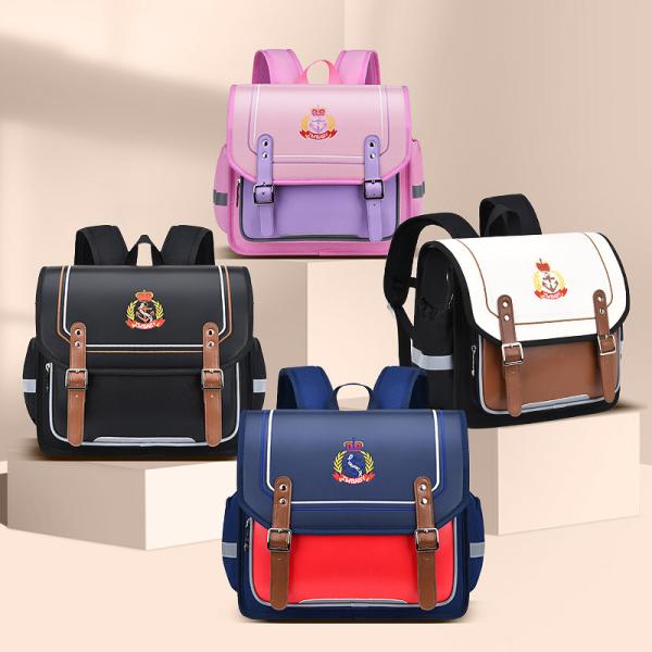 Lock Design Leather School Backpacks Oxford Kids School Book Bags