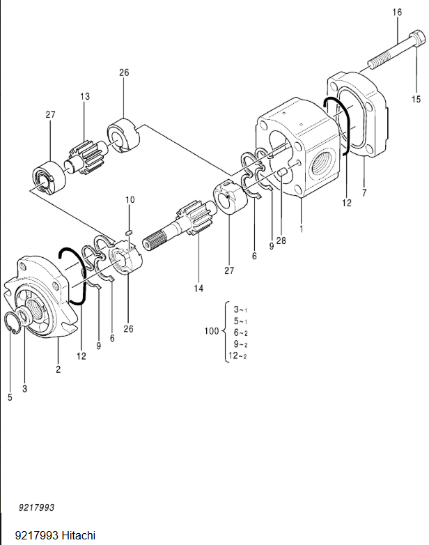 Isuzu 6BG1 Engine Pilot Gear Pump 9217993 For Hitachi ZX110 ZX130 ZX135 Excavators