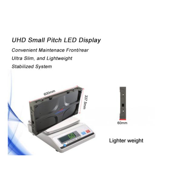 Front service P1.2 HD led display with panel size of 600x337.5mm