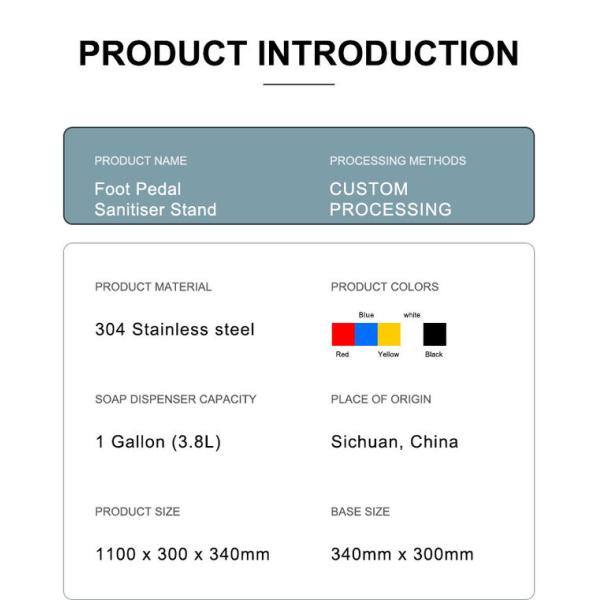 Стойка распределителя дезинфицирующего средства руки нержавеющей стали насоса педали ноги 1 галлона 3.8L