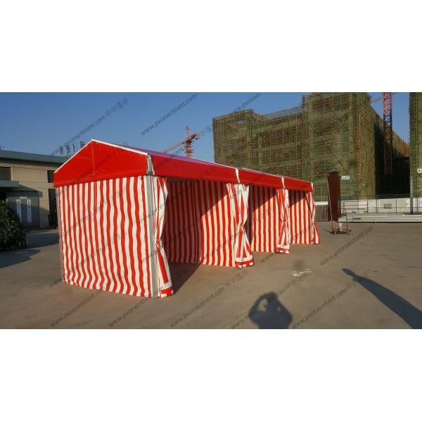 Tear Resistant Outdoor Exhibition Tents 3 x 9m Red And White Glass Solid Wall Strong