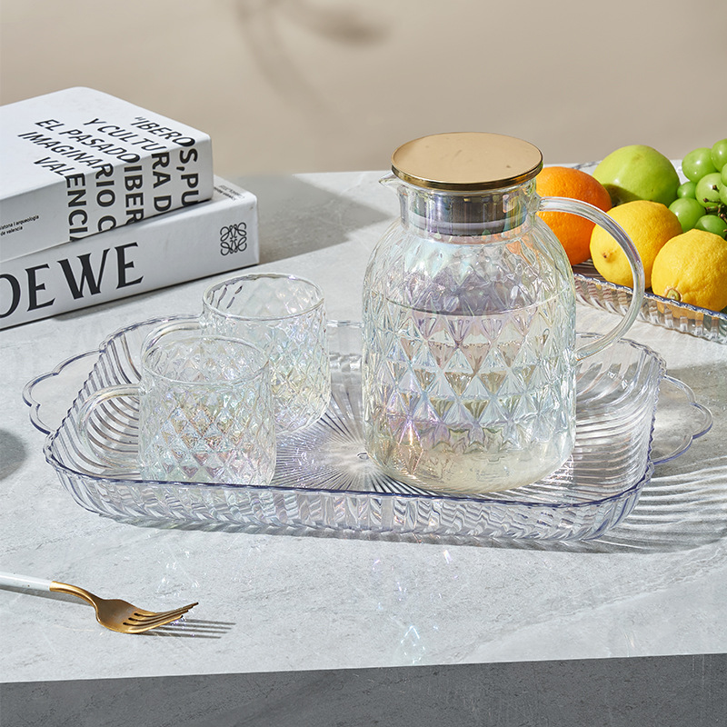 Square Transparent Gold PET Plastic Fruit Tray Luxury Living Room Snacks & Coffee Table Candy Tray for Kitchen Use