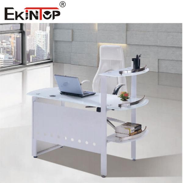 Офисный стол из голубого белого стекла с 8 мм рабочим столом