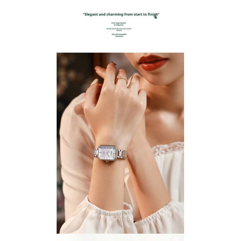 Square Mother Of Pearl Dial Ladies Quartz Watch Mesh Milanese Metal Strap 4 Colors Minimal Luxury Women Dress Wrist Watch Gift