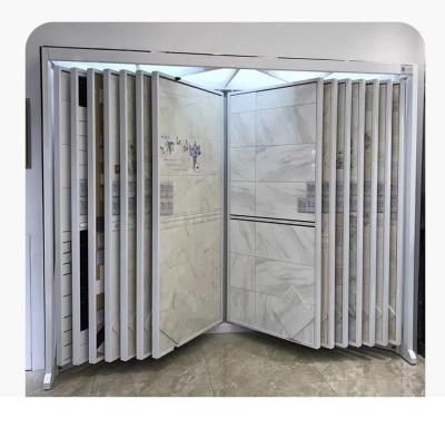 Page Turning Stone Sample Display Rack Free Standing Metal Wing Ceramic Tile Display Rack