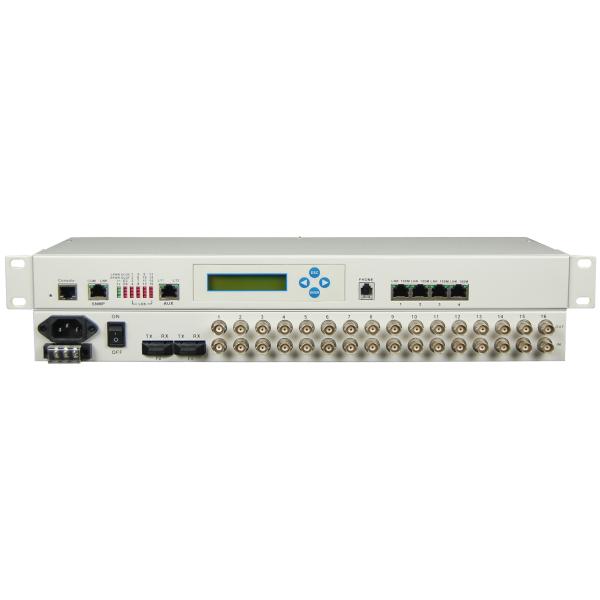 19inch 16 E1 BNC or RJ45  with 4 ports 100Mbps Ethernet PDH fiber optical Multiplexer