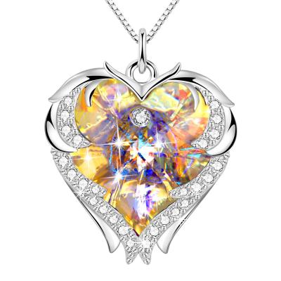 Presentes de 18 polegadas 8,2 para a mamã da colar grande do coração da filha com Austrian crystal Crystal Necklace For Girlfriend amarelo