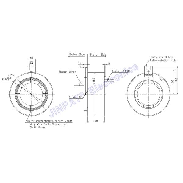 LPT096 300 оборотов в минуту через отверстие скользящего кольца внутренний диаметр 96 мм