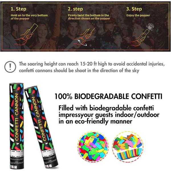 Confetti Cannon Party Supplies 60cm Biodegradable Hand-screwed Gender Reveal Cannons