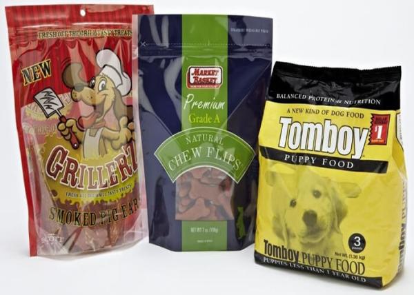 Watertight Stand Up Zipper Bags Dog Treat Pouch Customizable Collapsible