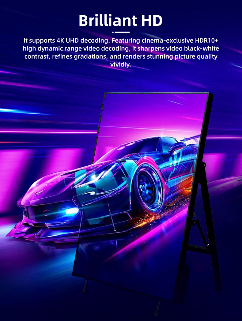 Folding Digital Poster LED Display with 4 Wheels IP65 Rated for Shop Advertising and Agency Use