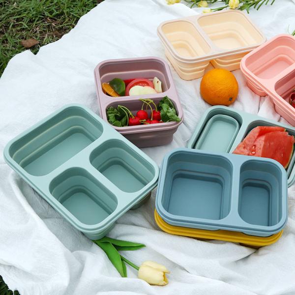 US 1000ml Thermal Lunch Box Microwave Safe 3-Compartment Customized Straight Style