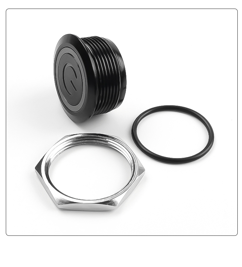 22mm Metal Button Switch Oxidized Black Waterproof IP65 Self-resetting 1NO Flat Head/High Head