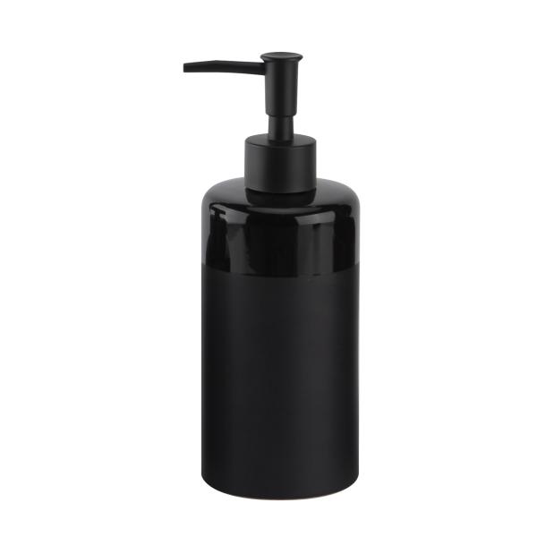 Round Ceramic Body Lotion Dispenser With Light Top Band And Mat Body Black Soap And Lotion Dispenser 1pcs