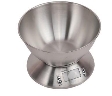 5KG Capacity Round Stainless Steel Electronic Weight Scale for Household Bowl Kitchen and Food Balance Power Household
