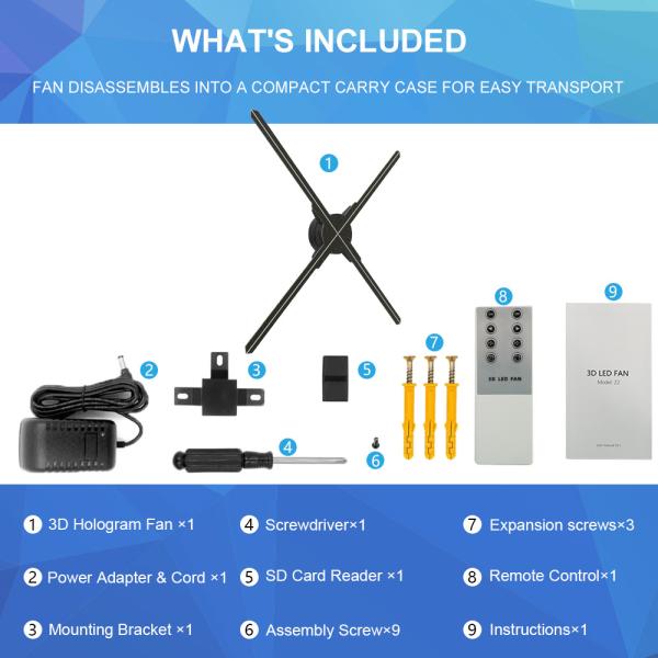 Powerful App Holograficos 3d Led Fan Hologram Projecteur Video Advertising Holographic Display 3D Holograma Fan  for Showroom