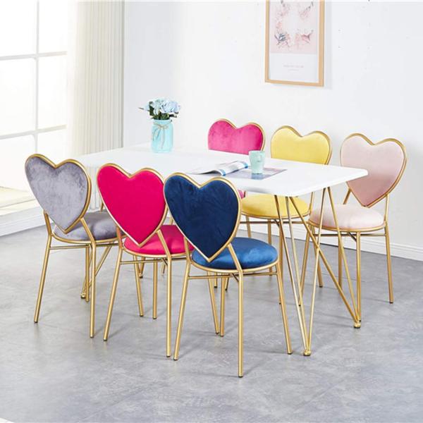 Love Shape Dressing Iron Art Nordic Style Dining Chairs , Scandinavian Style Dining Chair