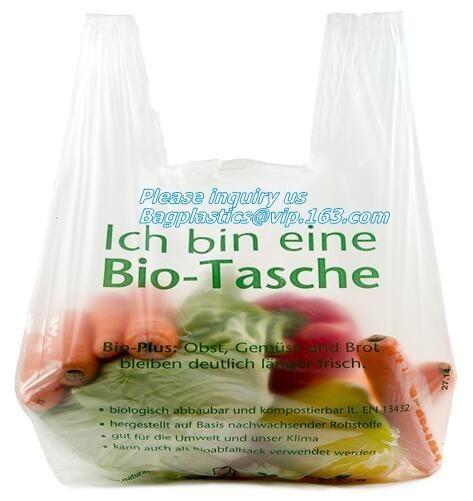 100% Compostable vest carrier plastic shopping bag with ce certificated, Vest Carrier Bags for Home Usage, vest carrier