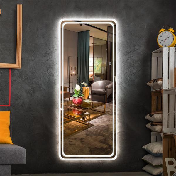 Silver LED Full Length Mirror 3000K - 6000K Backlit Salon Mirror Large